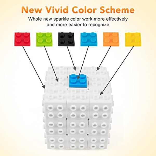 D-FantiX 빌딩 브릭 블록 3x3x3 스피드 큐브 장난감, 빌드온 브릭 3D 매직 큐브, 휴대용 두뇌 티저 퍼즐 선물 ​​아이디어, 어린이 성인을 위한 퍼즐 빌딩 큐브 게임(브릭 