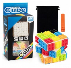 D-FantiX 빌딩 브릭 블록 3x3x3 스피드 큐브 장난감, 빌드온 브릭 3D 매직 큐브, 휴대용 두뇌 티저 퍼즐 선물 ​​아이디어, 어린이 성인을 위한 퍼즐 빌딩 큐브 게임(브릭 