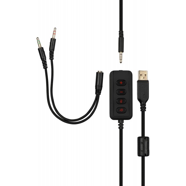 PC/Xbox/PS4/스위치와 호환되는 3.5mm 마이크 잭이 있는 Prime Bodhran 7.1 유선 게이밍 헤드셋