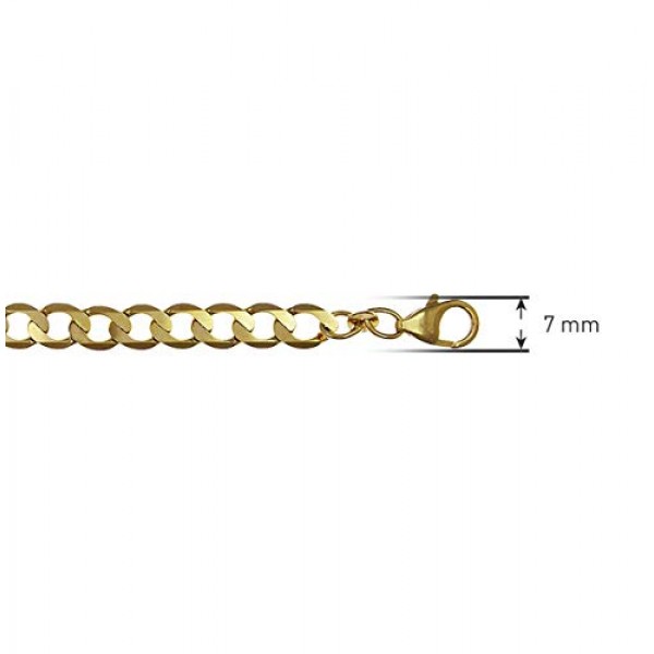 trendor 팔찌 333 골드 커브 체인 폭 7 mm 여성용 및 남성용 팔찌, 세련된 선물 아이디어, 리얼 골드 팔찌, 골드 팔찌, 35661, 333 골드