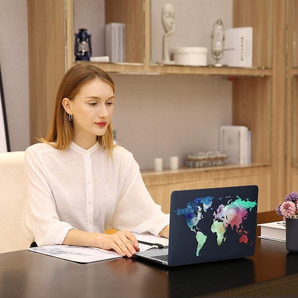 MOSISO 케이스 MacBook Pro 13 인치 2023 2022 2021 2020-2016 M2 M1 A2338 A2289 A2251 A2159 A1989 A1706 A1708, 플라스틱 하드 쉘 케이스 및 키보드 보호기 및 화면 보호기, 세계 지도 블랙