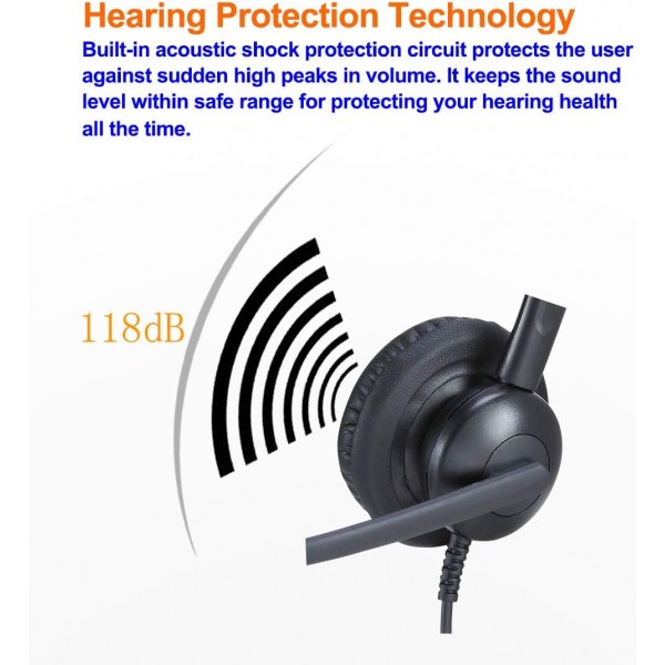 마이크 RJ9 RJ11 플러그가 있는 Emaiker 사무실 콜 센터 헤드셋 케이블 Cisco IP 전화 전용 794X 796X 797X 69XX 시리즈 및 8811,8841,8851,8861,8941,8945,8961,9951,9971 등… Binaural 809DQDC
