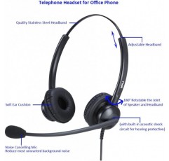 마이크 RJ9 RJ11 플러그가 있는 Emaiker 사무실 콜 센터 헤드셋 케이블 Cisco IP 전화 전용 794X 796X 797X 69XX 시리즈 및 8811,8841,8851,8861,8941,8945,8961,9951,9971 등… Binaural 809DQDC