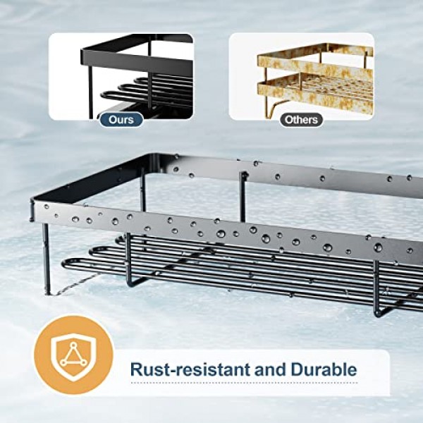 iSPECLE 싱크 캐디 스폰지 홀더 - 브러시 및 비누용 대형 주방 싱크 정리함, 탈착식 배수 트레이가 있는 접시 디스펜서 스폰지 캐디, 주방 싱크대 보관 액세서리, 블랙