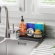iSPECLE 싱크 캐디 스폰지 홀더 - 브러시 및 비누용 대형 주방 싱크 정리함, 탈착식 배수 트레이가 있는 접시 디스펜서 스폰지 캐디, 주방 싱크대 보관 액세서리, 블랙