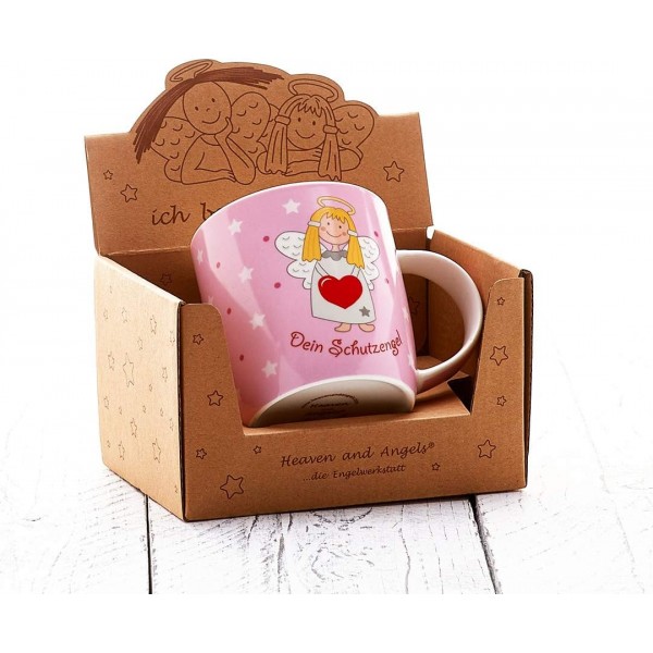 Heaven and Angels 수호천사 컵(소프트 핑크) - Heavenandangels의 선물 아이디어 - 행운의 천사 부적 수호천사 컵 커피 차 티 머그 커피 컵 머그