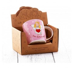 Heaven and Angels 수호천사 컵(소프트 핑크) - Heavenandangels의 선물 아이디어 - 행운의 천사 부적 수호천사 컵 커피 차 티 머그 커피 컵 머그