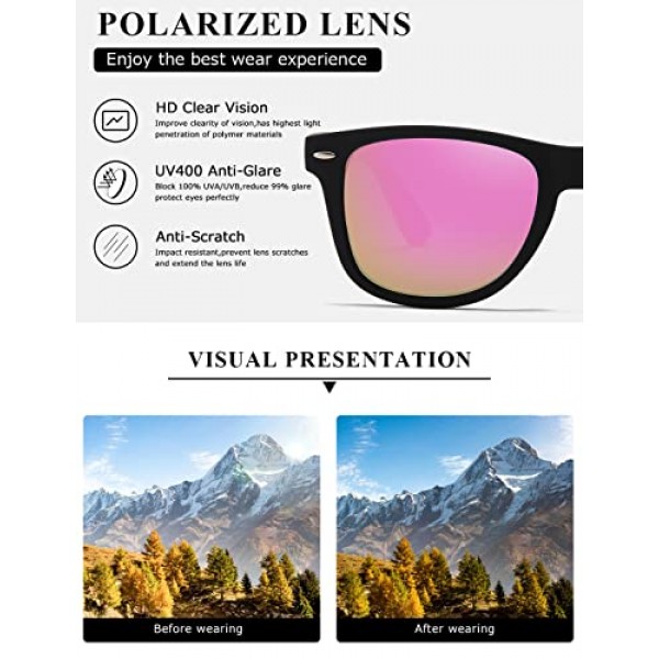 kimorn AE0300 편광 선글라스, 클래식 유니섹스 혼 프레임 80년대 복고풍 안경