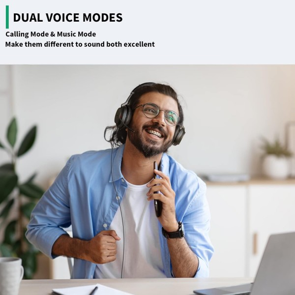 Yealink USB 헤드셋 UH38, VoIP 소프트폰/PC/노트북/Mac/태블릿/휴대폰용 소음 제거 마이크가 있는 Microsoft Teams 인증 스테레오 헤드폰, 인라인 컨트롤 내장 블루투스, USB-A 케이