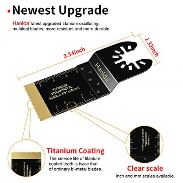 13Pcs 티타늄 진동 멀티 도구 블레이드 목재 플라스틱 금속 용 진동 톱 블레이드, Dewalt Milwaukee Makita 용 범용 퀵 릴리스 전력 진동 도구 블레이드 키트