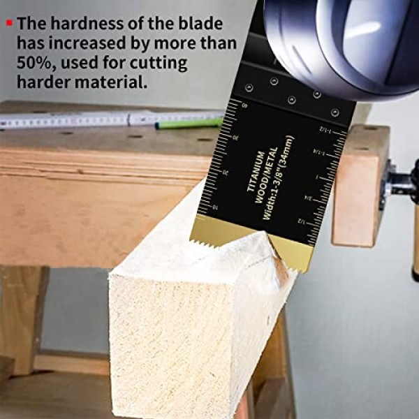 13Pcs 티타늄 진동 멀티 도구 블레이드 목재 플라스틱 금속 용 진동 톱 블레이드, Dewalt Milwaukee Makita 용 범용 퀵 릴리스 전력 진동 도구 블레이드 키트