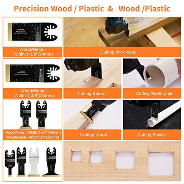 13Pcs 티타늄 진동 멀티 도구 블레이드 목재 플라스틱 금속 용 진동 톱 블레이드, Dewalt Milwaukee Makita 용 범용 퀵 릴리스 전력 진동 도구 블레이드 키트