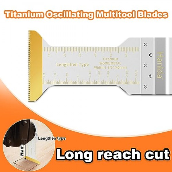 13Pcs 티타늄 진동 멀티 도구 블레이드 목재 플라스틱 금속 용 진동 톱 블레이드, Dewalt Milwaukee Makita 용 범용 퀵 릴리스 전력 진동 도구 블레이드 키트