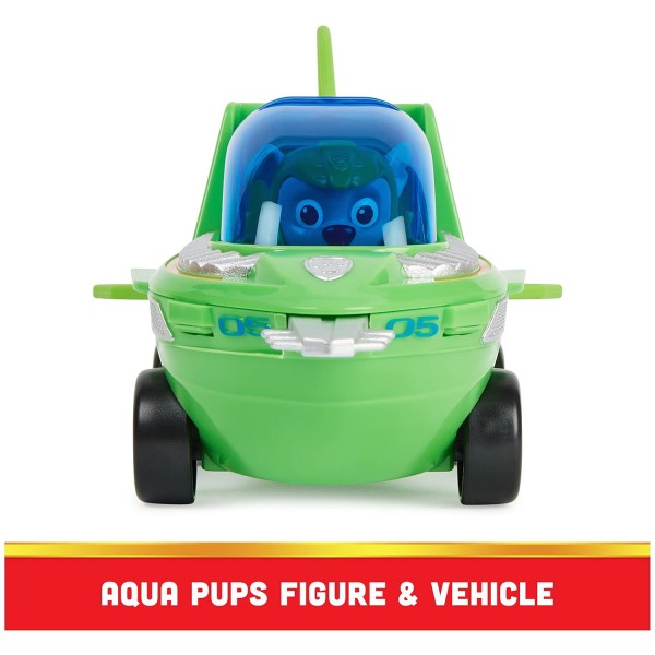 PAW PATROL Aqua Pups Rocky 컨버터블 Sawfish 차량, Collectible 액션 피규어 Kids Toy