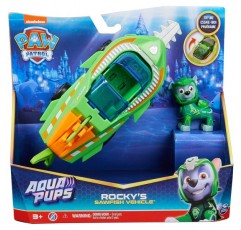 PAW PATROL Aqua Pups Rocky 컨버터블 Sawfish 차량, Collectible 액션 피규어 Kids Toy
