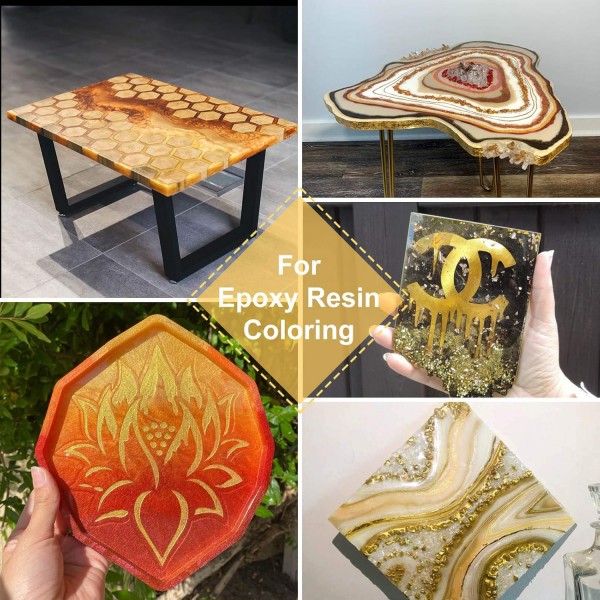 MOSUO 에폭시 수지 컬러 운모 파우더, 60g 주석 비누 컬러 세트 안료 파우더, 메탈릭 컬러 쉬머 글리터 파우더, 비누 페인팅 화장품 용 컬러 ​​파우더 DIY Resin, Gold