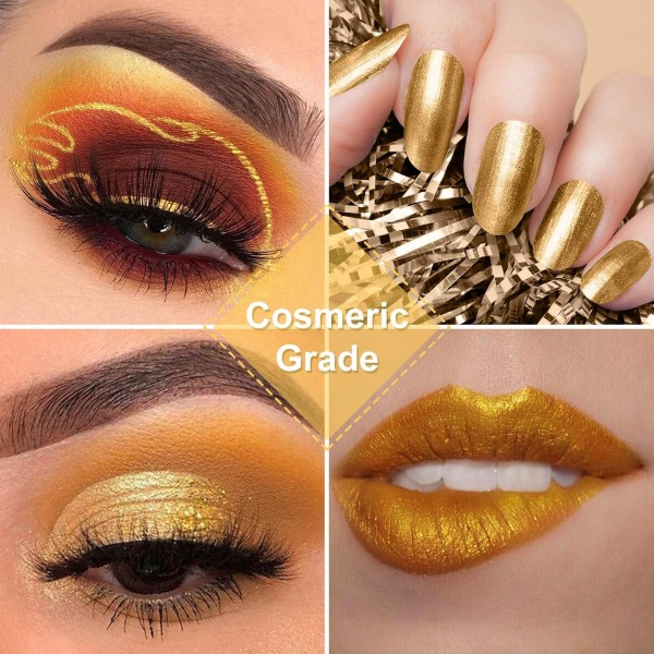 MOSUO 에폭시 수지 컬러 운모 파우더, 60g 주석 비누 컬러 세트 안료 파우더, 메탈릭 컬러 쉬머 글리터 파우더, 비누 페인팅 화장품 용 컬러 ​​파우더 DIY Resin, Gold