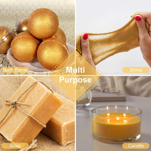 MOSUO 에폭시 수지 컬러 운모 파우더, 60g 주석 비누 컬러 세트 안료 파우더, 메탈릭 컬러 쉬머 글리터 파우더, 비누 페인팅 화장품 용 컬러 ​​파우더 DIY Resin, Gold