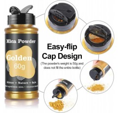 MOSUO 에폭시 수지 컬러 운모 파우더, 60g 주석 비누 컬러 세트 안료 파우더, 메탈릭 컬러 쉬머 글리터 파우더, 비누 페인팅 화장품 용 컬러 ​​파우더 DIY Resin, Gold