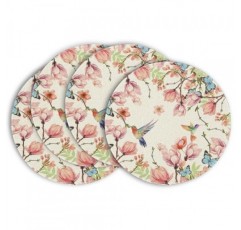 Artoid 모드 꽃 새 나비 봄 라운드 Placemats 식사 장식을위한 4, 15 인치 여름 라운드 테이블 매트 세트