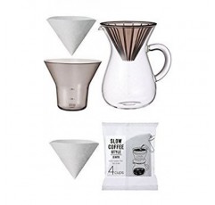 추가 필터가 포함된 슬로우 커피용 Kinto Japan의 카라페 커피 세트(필터 총 80개)