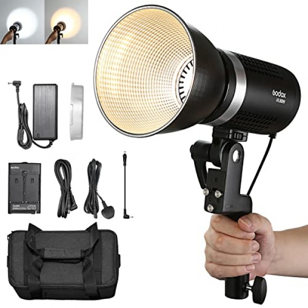 Godox ML60Bi 이중 색상 LED 비디오 조명, 60W 휴대용 LED 스튜디오 조명 2800K-6500K 휴대용 LED 사진 조명, 21 FX CRI 96+ 무음 모드 전문 비디오 조명