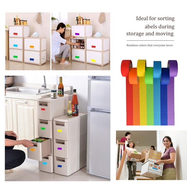 SIMON&ISAAC 레인보우 컬러 마스킹 테이프 컬러 와시 테이프 접착제 DIY 공예 종이 장식 테이프 공예 테이프 7 롤 × 13m × 25mm 어린이용 교사 실험실 라벨링 화가 화가 플래