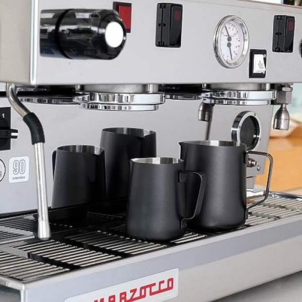 우유 거품 투수 12oz/350ml - watchget 에스프레소 김이 나는 투수 스테인레스 스틸 우유 거품 투수 카푸치노 라떼 아트 커피 머신 액세서리 우유 주전자 우유 거품기 컵, 블