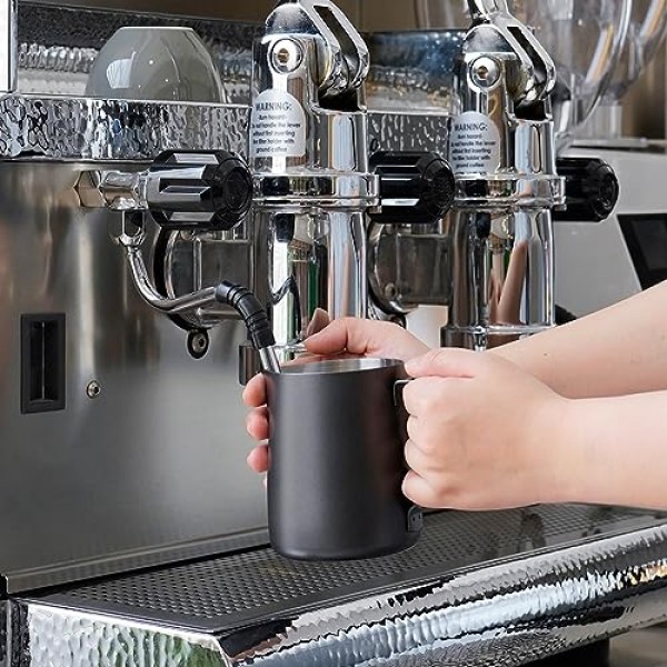 우유 거품 투수 12oz/350ml - watchget 에스프레소 김이 나는 투수 스테인레스 스틸 우유 거품 투수 카푸치노 라떼 아트 커피 머신 액세서리 우유 주전자 우유 거품기 컵, 블