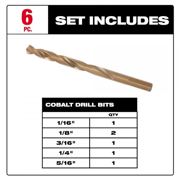 Milwaukee 48-89-2330 드릴 드라이버용 코발트 레드 헬릭스 드릴 비트 세트