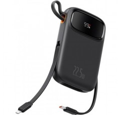 Baseus 휴대용 충전기 전원 은행, USB-C 및 iOS 출력 케이블이 내장된 22.5W 10000mAh 고속 충전 휴대용 전화 충전기, iPhone iPad Android Samsung용 LED 디스플레이 휴대용 배터리 팩