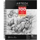 Arteza 9X12 스케치북, 100매(68lb/100gsm), 나선형 바운드 아티스트 스케치 패드, 내구성이 뛰어난 중성 도화지, 성인과 청소년에 적합, 밝은 흰색