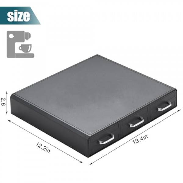 K 컵 홀더 서랍 30 포드 용량, 네스프레소 포드 홀더용 서랍 3개 디자인, Keurig 포드 주최자 및 네스프레소/K-Cup/Vertuo 포드 홀더와 호환되는 커피 포드 홀더, 블랙