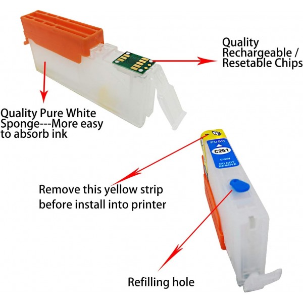PGI-580XXL CLI-581XXL용 F-잉크 빈 리필 잉크 카트리지 교체, Pixma TR7550 TR8550 TS6150 TS6151 TS6250 TS9550 TS9551C TS705 TS6350 프린터 사용