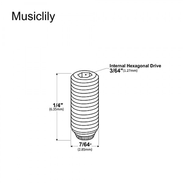 Musiclily Pro UNC #4-40x1/4인치 미국 일렉트릭 기타 베이스 브리지용 스테인레스 스틸 안장 높이 나사, 오리지널 컬러(12개 세트)