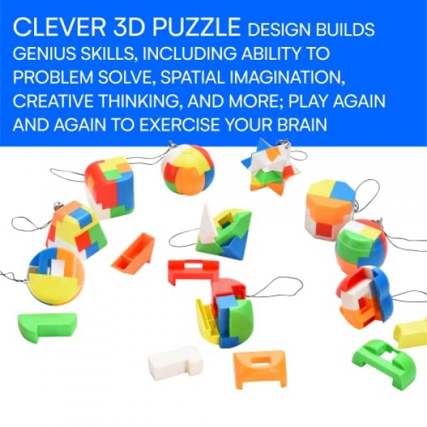 어린이, 청소년 및 성인을 위한 Neliblu 10pcs 3D 두뇌 티저 퍼즐 - 마인드 티저 장난감 - 손 퍼즐 게임 - IQ 및 논리 테스트를 위한 인터록 분류 장난감 잠금 해제 - 대량 플