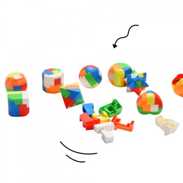 어린이, 청소년 및 성인을 위한 Neliblu 10pcs 3D 두뇌 티저 퍼즐 - 마인드 티저 장난감 - 손 퍼즐 게임 - IQ 및 논리 테스트를 위한 인터록 분류 장난감 잠금 해제 - 대량 플