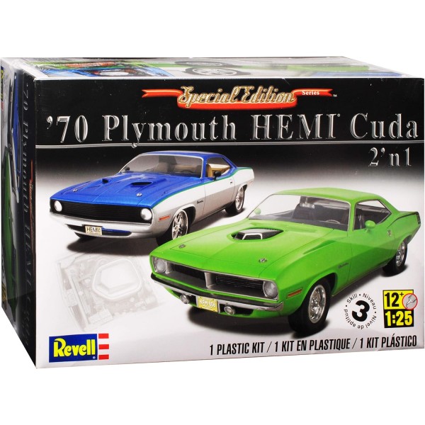 Plymouth Hemi Cuda Barracuda Coupe Grüm 3세대 1970-1974 키트 1/24 1/25 Revell 모델 자동차 개별 번호판 포함 번호판 포함