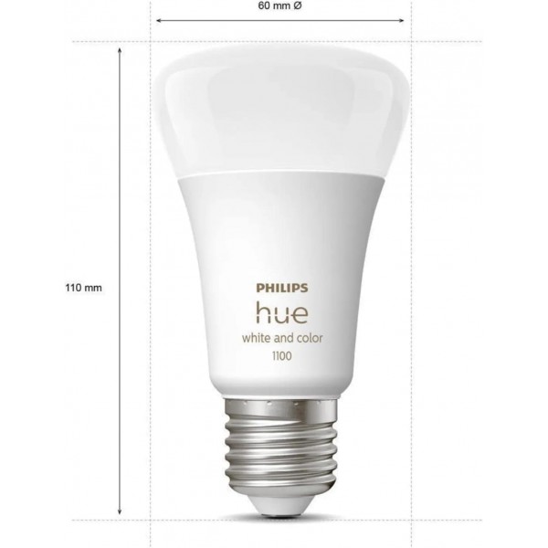 Philips Hue Bluetooth 흰색 및 컬러 앰비언스 LED E27 Birne - A60 8W 1100lm Doppelpack inkl. 브리지와 스마트 플러그