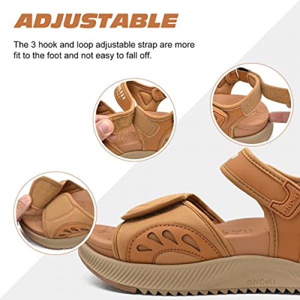 ONCAI 워킹 샌들 여성, 발바닥 근막염을 위한 정형용 야외 풋베드가 있는 아치 지원 하이킹 샌들, 3개의 조절 가능한 스트랩이 있는 수중 운동 플랫폼 Sandalias Mujer(미국 