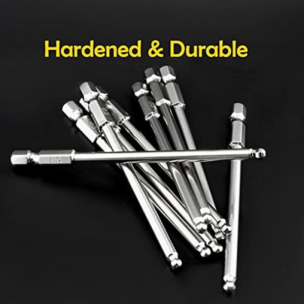 10Pcs 볼 엔드 육각 머리 스크루 드라이버 비트 세트, 4mm 자기 팁 볼 엔드 드릴 비트 자기 1/4 인치 육각 생크, 100mm 길이