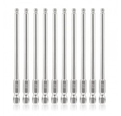 10Pcs 볼 엔드 육각 머리 스크루 드라이버 비트 세트, 4mm 자기 팁 볼 엔드 드릴 비트 자기 1/4 인치 육각 생크, 100mm 길이