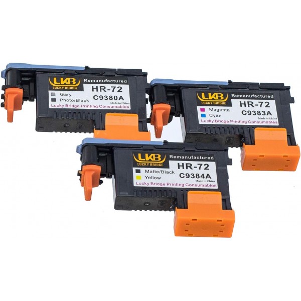 LKB HP72 재생산 프린트 헤드 3PK C9380A C9383A C9384A HP Designjet T610 T620 T770 T790 T1100 T1120 1200 T1300 T2300 프린터-UK와 호환 가능