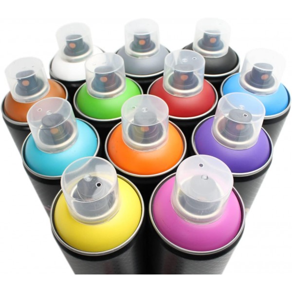 Double A Spraypaint 스프레이 캔 세트, 기본 색상 대형 패키지, 스프레이 캔 12개 + 스프레이 부착물