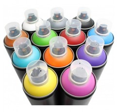 Double A Spraypaint 스프레이 캔 세트, 기본 색상 대형 패키지, 스프레이 캔 12개 + 스프레이 부착물