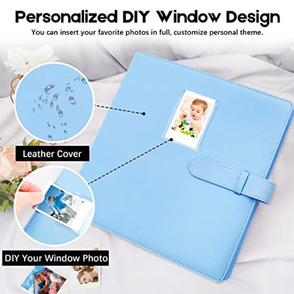 Fujifilm Instax Mini 카메라용 640 포켓 사진 앨범, 폴라로이드용 사진 앨범, 가죽 커버, Instax Mini 12 11 9 40 90 8 7 Evo LiPlay 즉석 카메라, 2x3 사진 앨범(파란색)