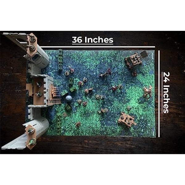 DND 배틀 매트 Ultimate 3 팩 스타터 세트 RPG 롤플레잉 게임용 액세서리 24 X 36 초내구성 비얼룩 건식/습식 지우기 프리미엄 비닐 배틀 그리드 지형 팩 2