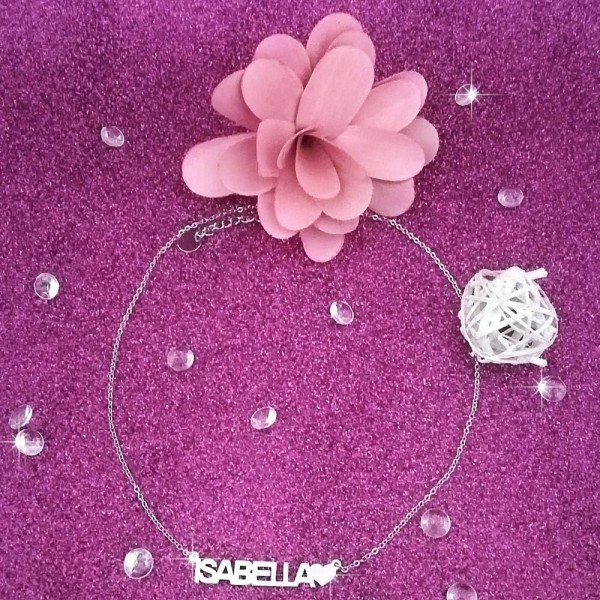 Beloved ❤️ 스틸 네임 펜던트가 있는 여성용 목걸이, 길이 조절 가능, 저자극성, 실버 색상