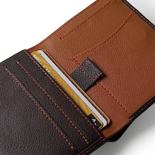 Will Fire® 클래식 슬림 지갑 최대 10장의 카드, 지폐, 에어태그 및 동전 수납칸을 수납할 수 있는 가죽 지갑, RFID 보호, 커피, 슬림 지갑