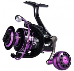 Sougayilang 낚시 릴, 경량 12+1 볼 베어링 5.0:1 기어비 민물용 매우 부드러운 보라색 스피닝 릴